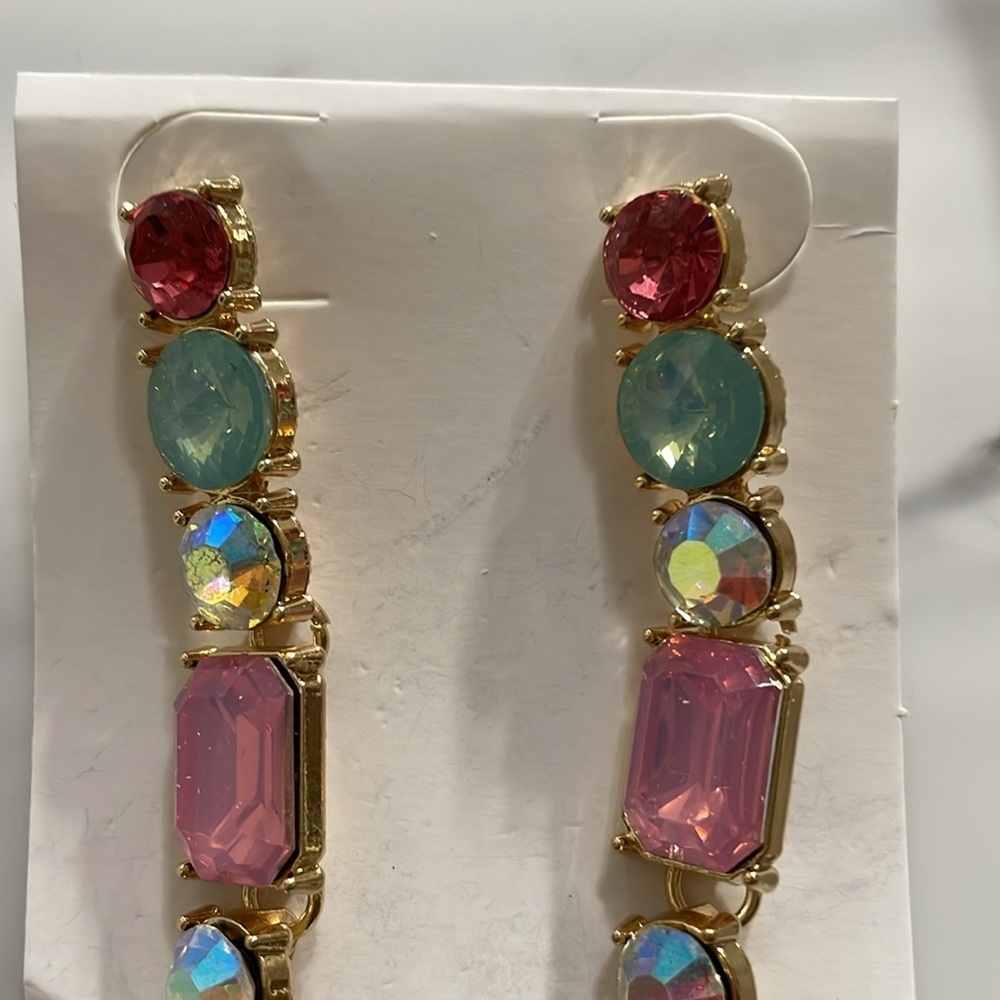Multicolored Crystal Dangle Earrings - image 5